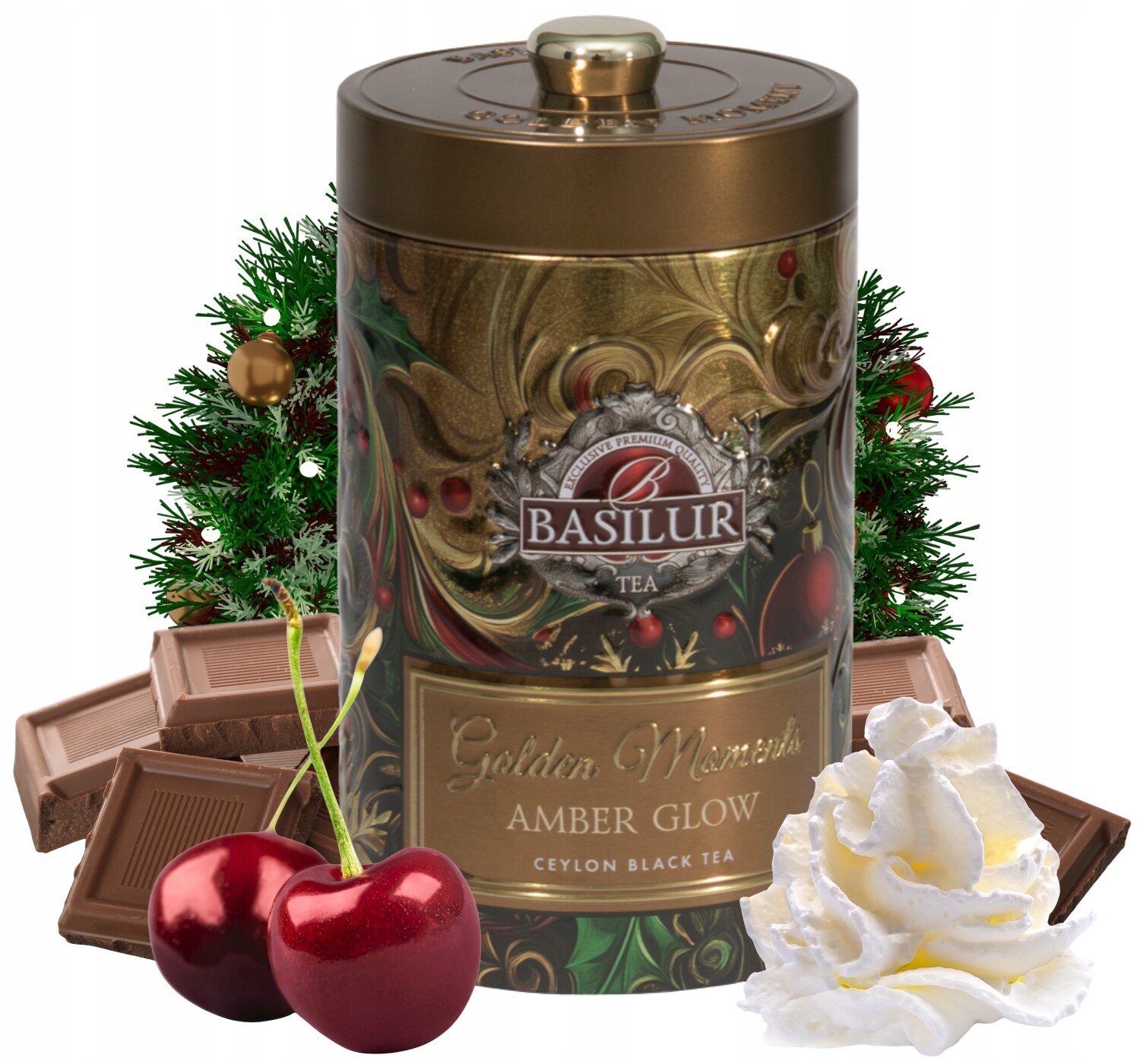 Basilur Golden Moment Amber Glow černý čaj s třešní 100 g