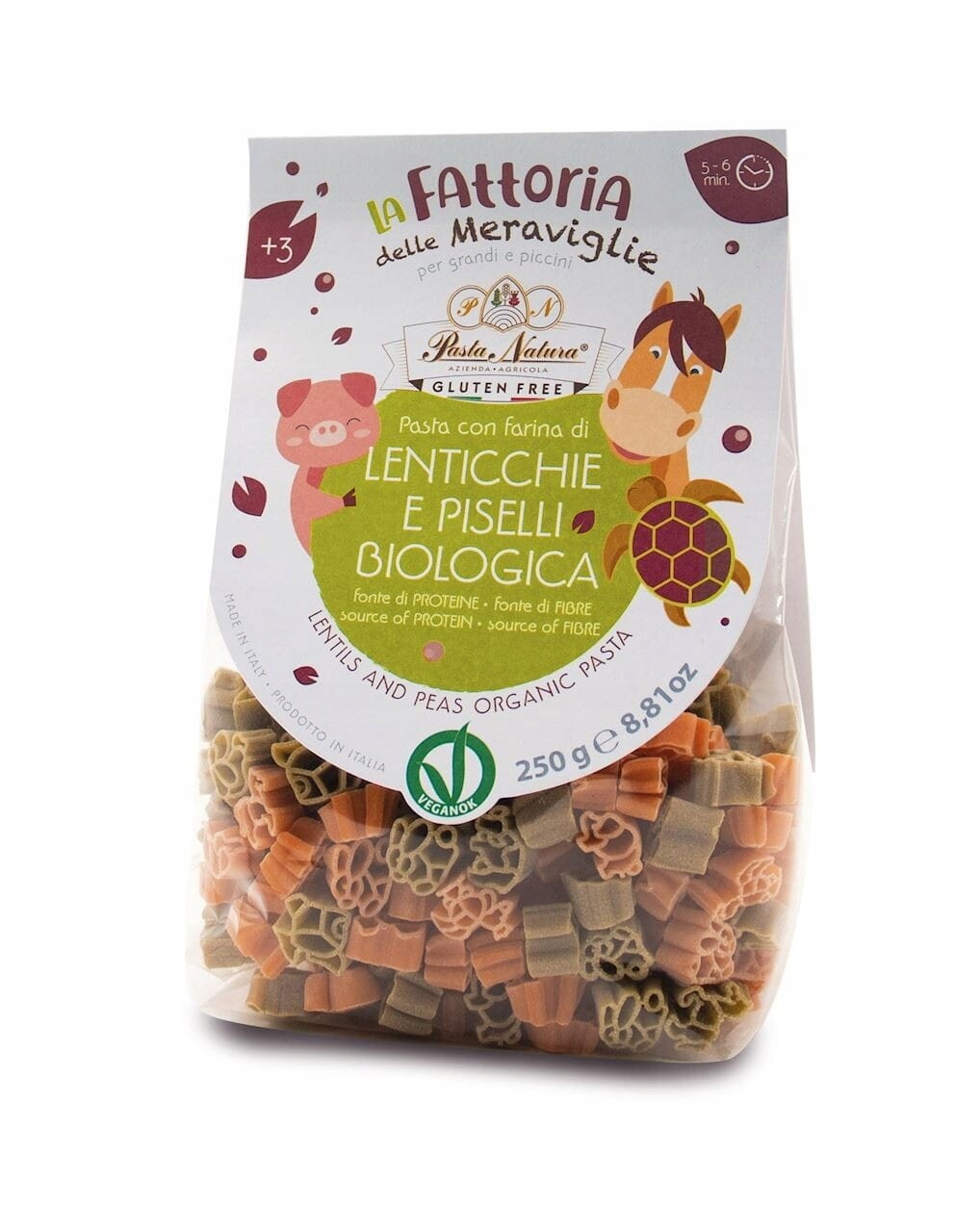 4x Pasta Natura Těstoviny (z Čočky A Hrášku Pro Děti) Zvíře 250 g