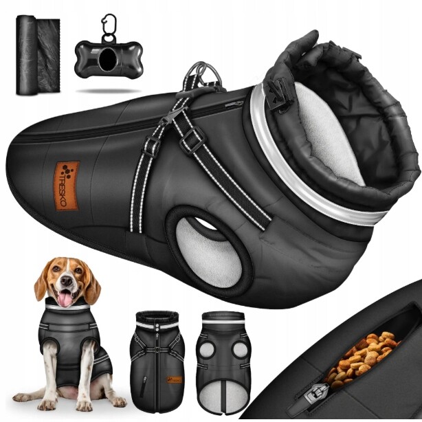 Tresko zimní bunda pro psa černá, velikost XL