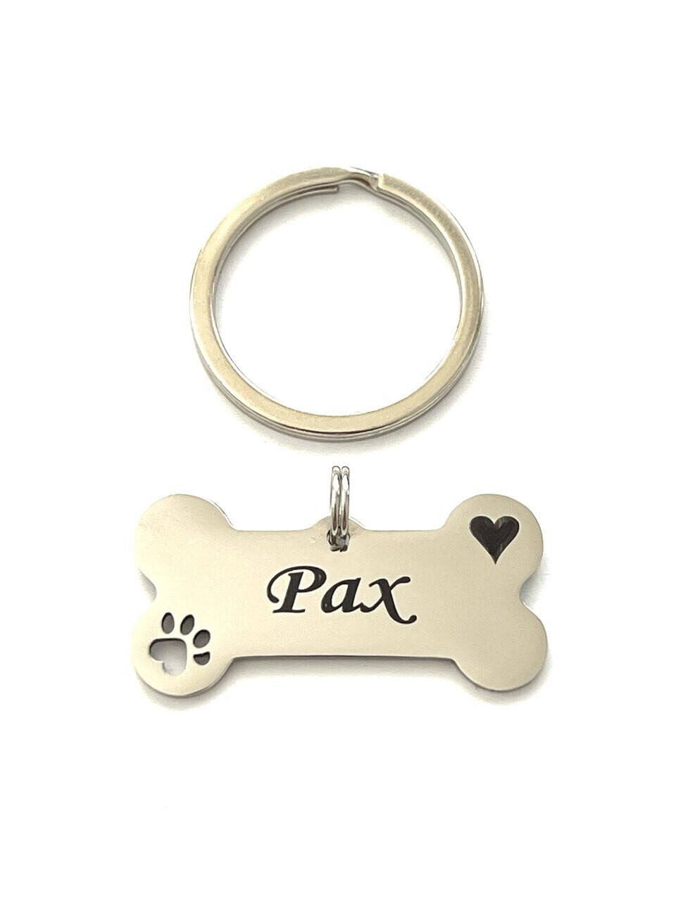 Adresář pro psa, identifikátor, lokátor s gravírováním, stříbrná kost 4 cm