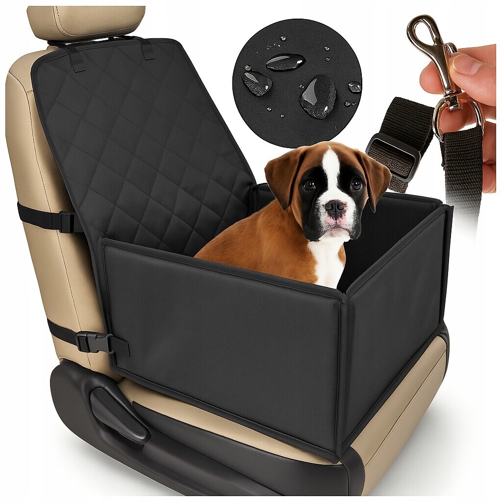 Přepravka autosedačka pro psa, potah na sedadla s provázkem