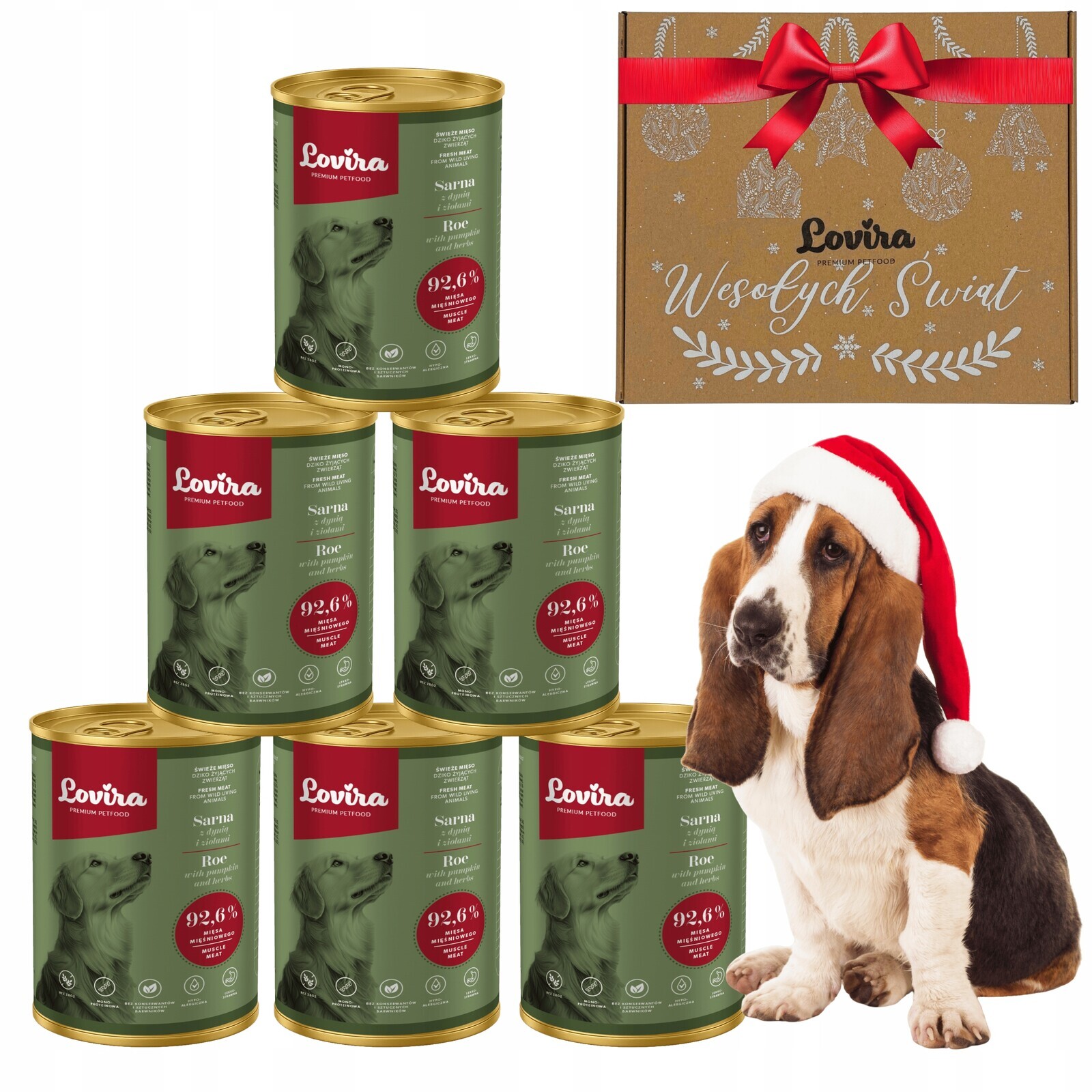 Sada na Dárek Vánoce 6 x Vlhké krmivo pro psa Sarna 92,6 Krabička