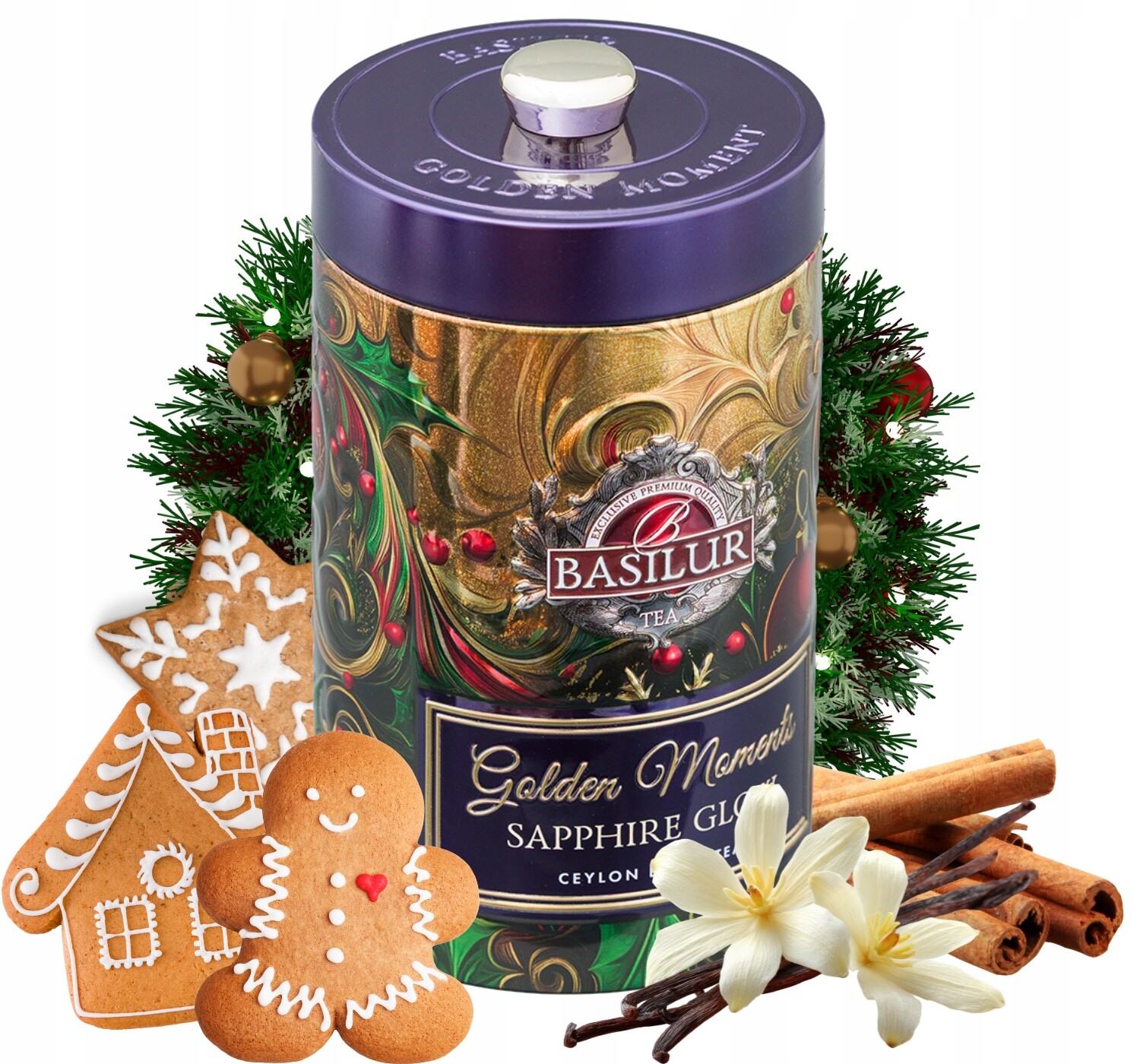 Basilur Golden Moment Sapphire Glow černý čaj se skořicí 100 g