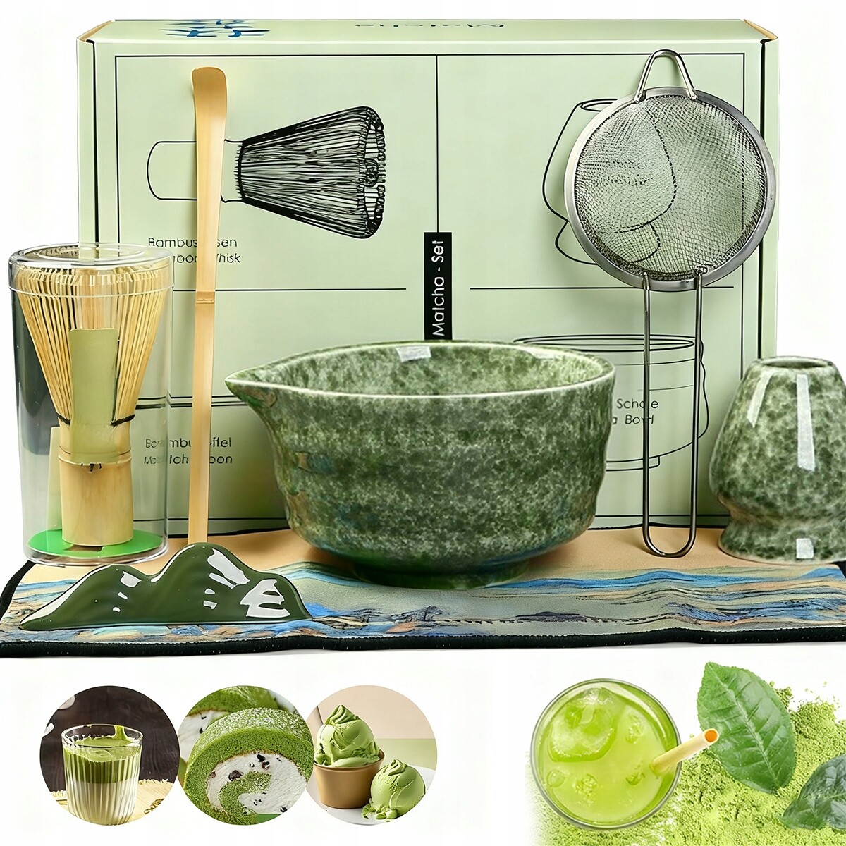 Dárková Sada 7KS Na Čaj Matcha Sada Na Vaření Matchy Lžíce