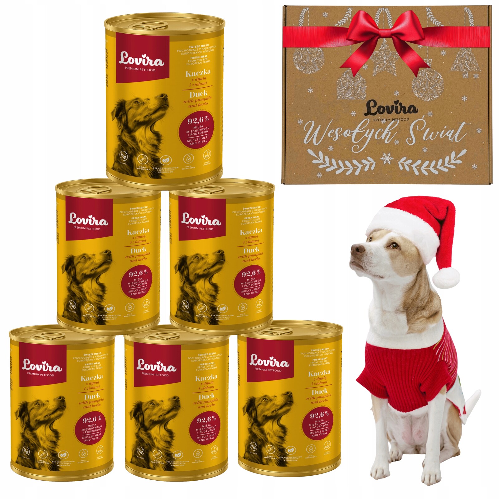 Sada na Dárek Vánoce 6 x Vlhké krmivo pro psa Kachna 92,6 Krabička