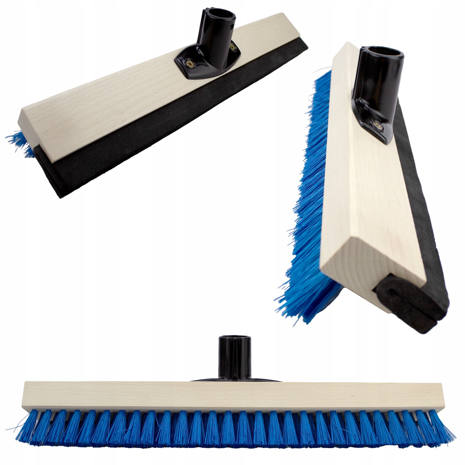 Stěrka na vodu 40 cm 2v1 dřevěná s kartáčem na podlahy