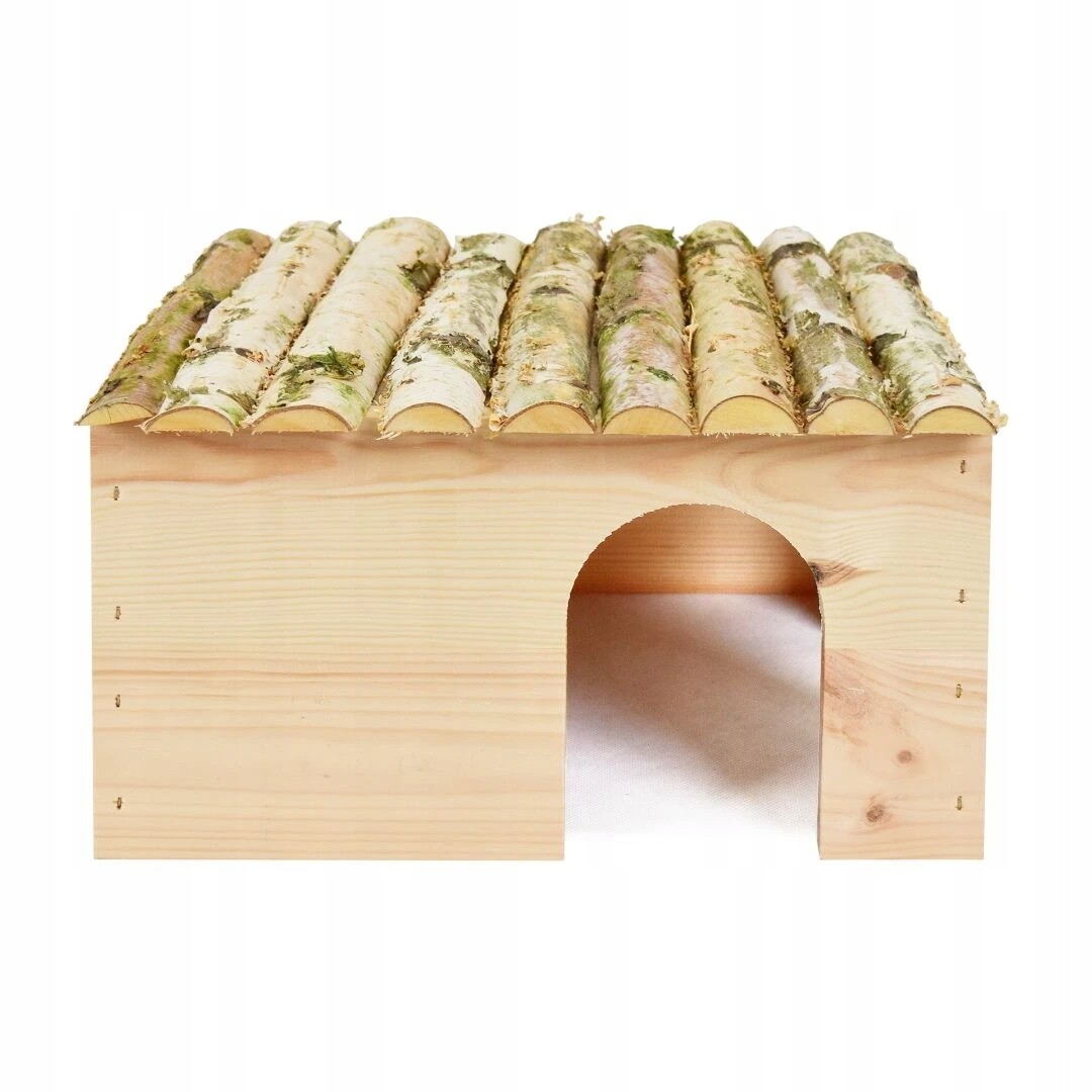 Domeček pro hlodavce s břízovou střechou