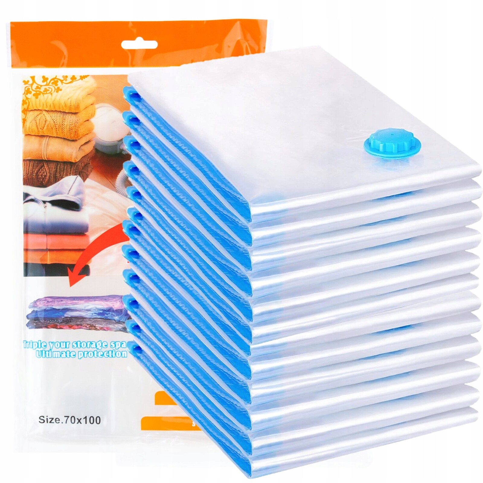 12x Vakuové Sáčky Vakuový Pytel Na Oblečení Povlečení Tašky Vacuum 70x100CM