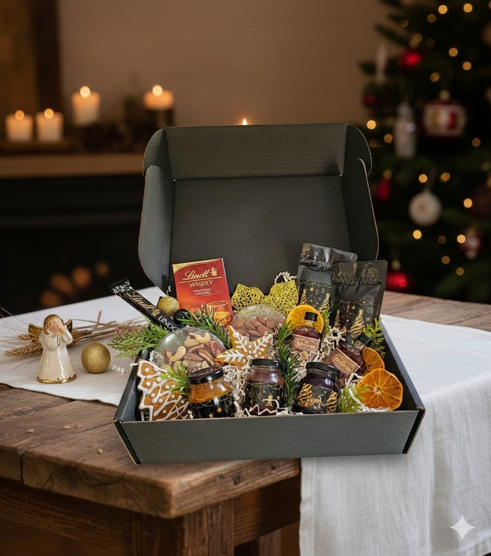 Elegantní Dárková Sada Vánoční termoska Káva Pralinky Box Premium