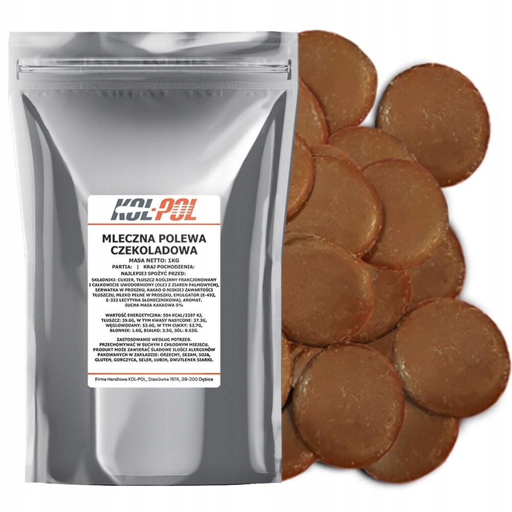 Čokoládová Poleva Mléčná 1kg Pro rozpouštění Dezertní kroužky Kol-Pol