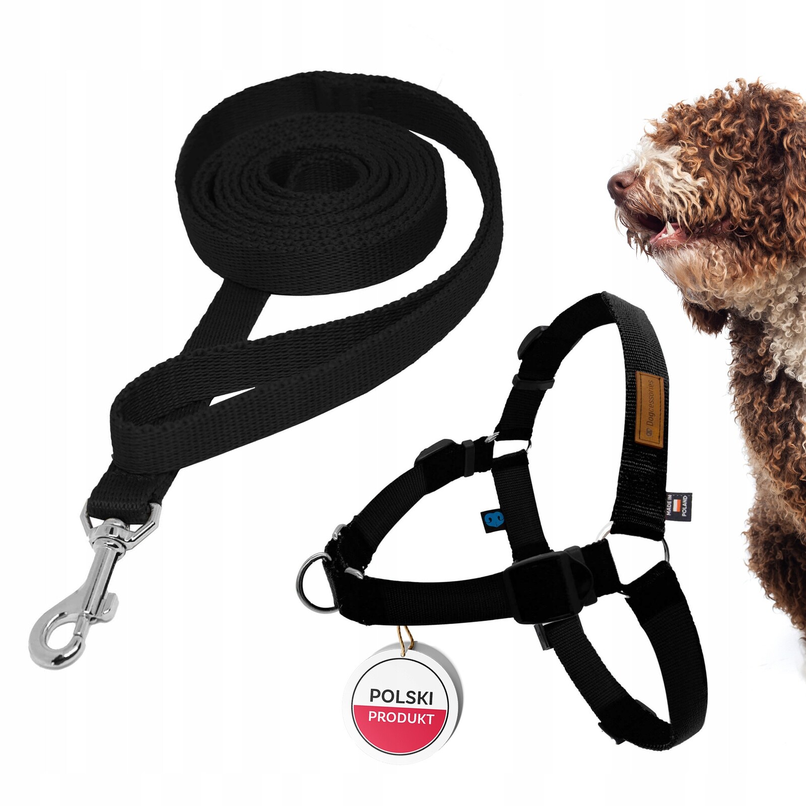 Sada Vodítko a postroje easy walk pro středního psa 3 m černá