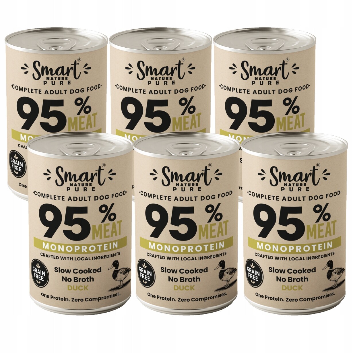 Smart Nature Pure Duck 95% Maso Monoproteinové krmivo pro psy Balíček 5+1