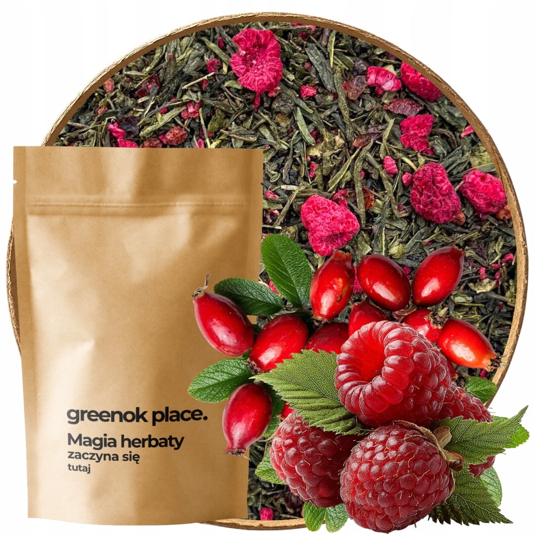 Zelený Čaj Lesní Malina 500g šípková růže jeřabina sencha