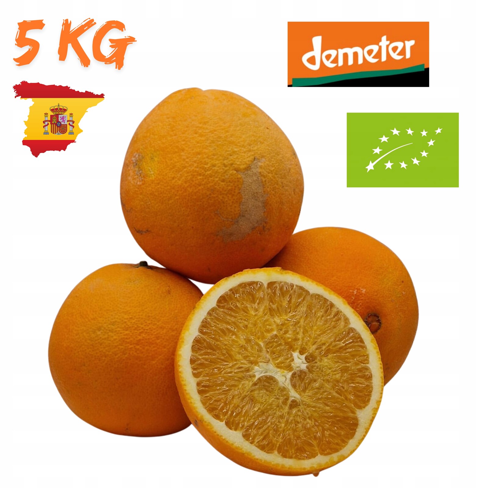 Ekologické pomeranče Demeter 5KG Premium Čerstvé Nevoskované Španělsko