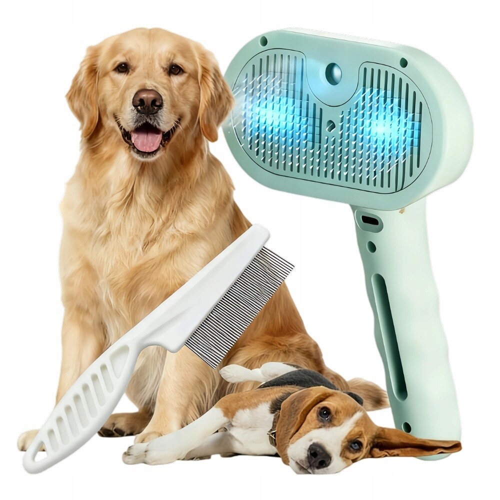 Parní štětec na srst psů/koček zelený hřeben zdarma