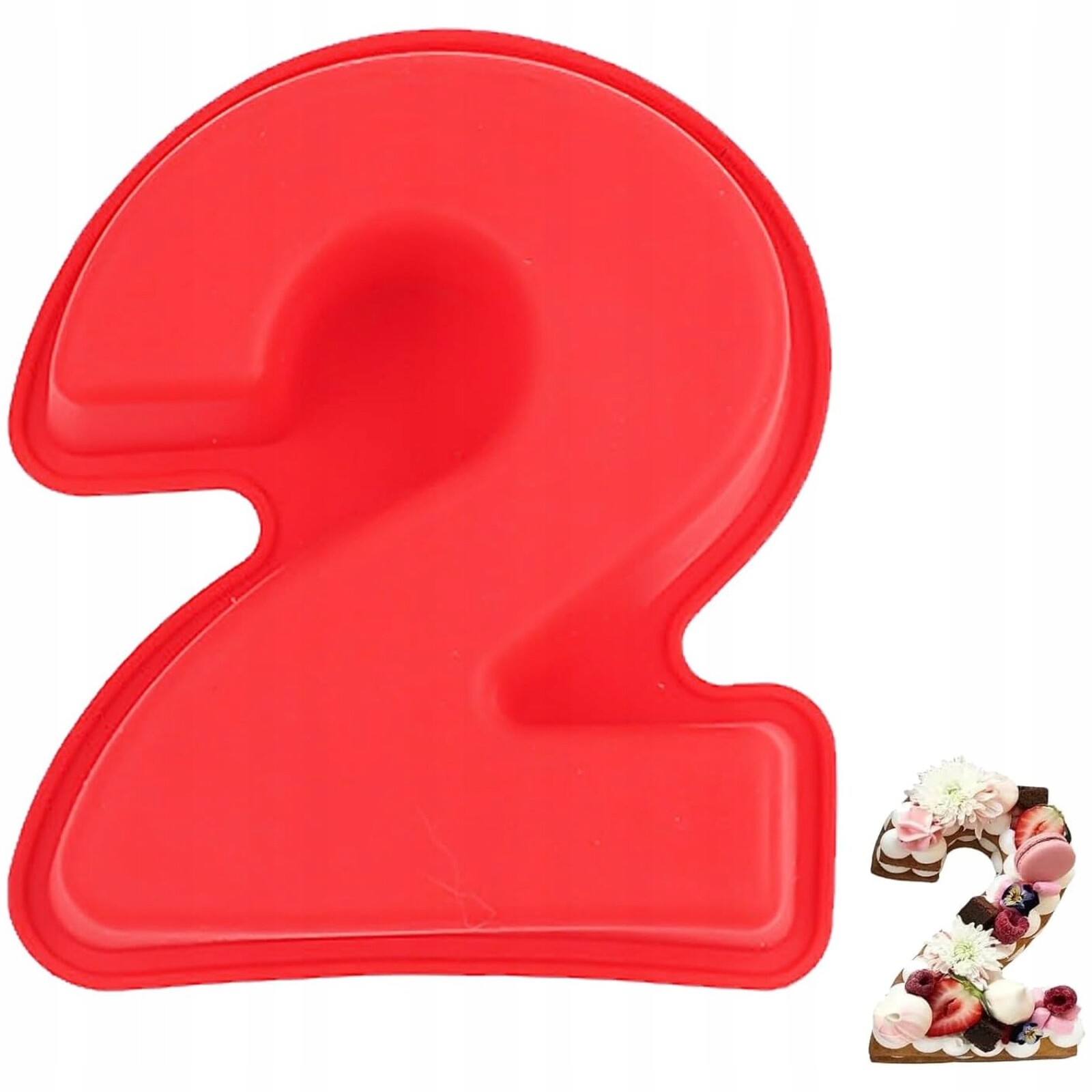 Silikonová Forma na dort ve tvaru číslice 2 Červená Nejvyšší Kvalita