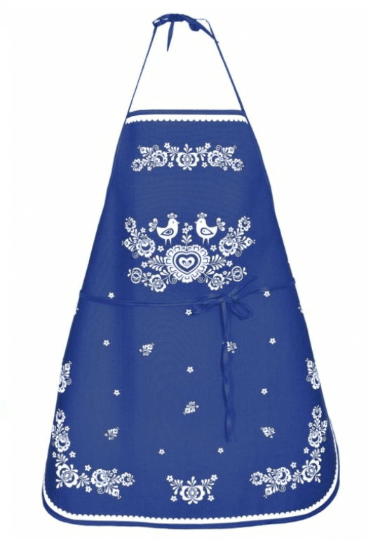 Kuchyňská zástěra Folklor podklad modrý