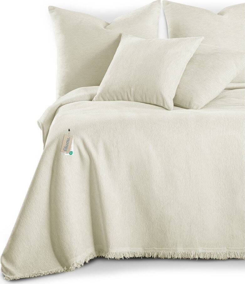 Krémový přehoz z žinylky 220x240 cm Talo – Filumi