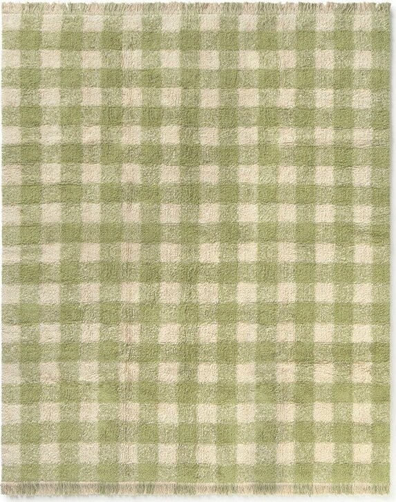 Zelený pratelný/ručně tkaný bavlněný dětský koberec 90x120 cm Vichy – Lorena Canals