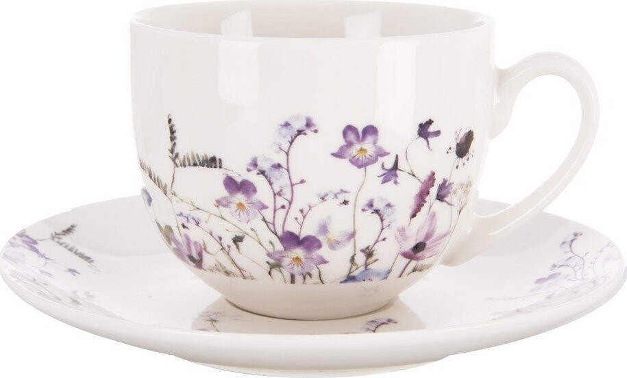 Bílý/fialový porcelánový šálek 280 ml Louka – Orion