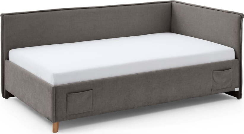 Šedá čalouněná rohová dětská postel s úložným prostorem s roštem 120x200 cm Fun - II. jakost – Meise Möbel