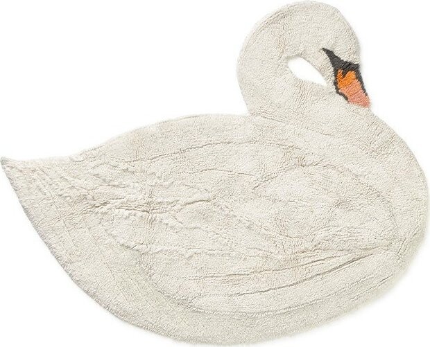 Krémový pratelný/ručně tkaný bavlněný dětský koberec 100x120 cm Swan – Lorena Canals