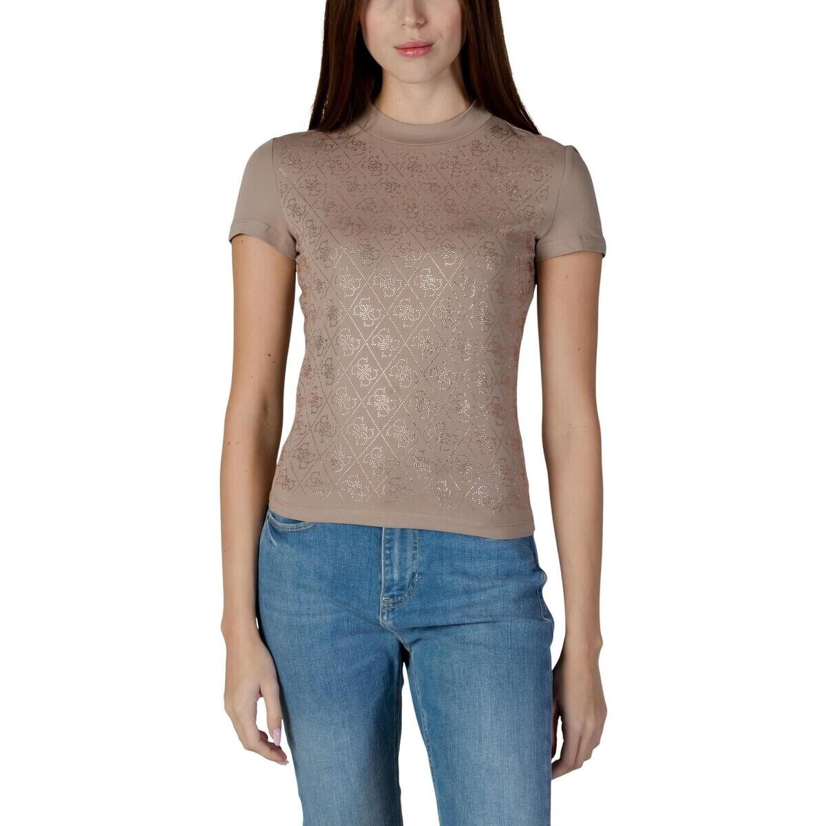 Guess SS MOCK NECK ALL OVER 4G TEE W4BI26 J1314 Béžová