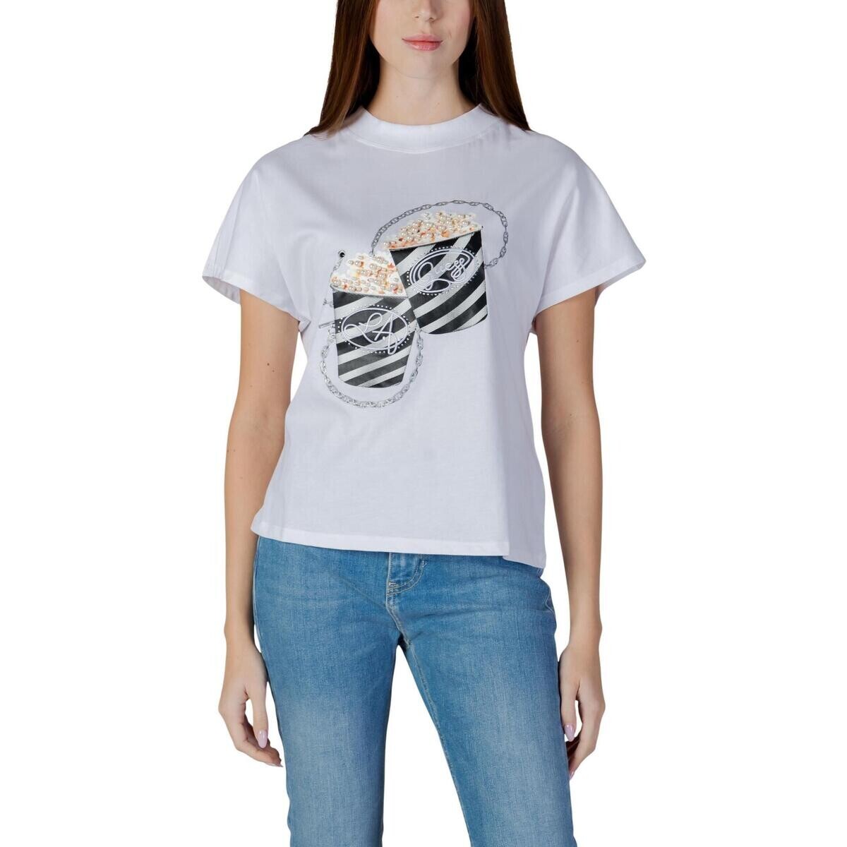Guess SS CN POPCORN TEE W6RI28 I3Z14 Bílá