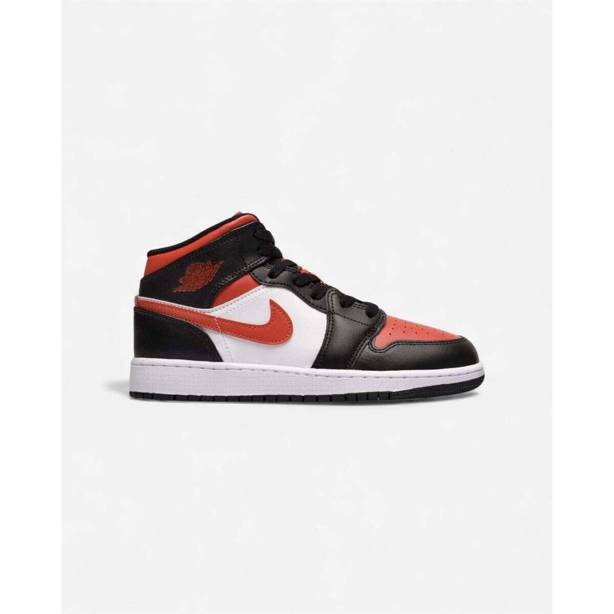 Nike  Air Jordan 1 Mid Bred Toe Black Fire Red White (GS)  Bílá