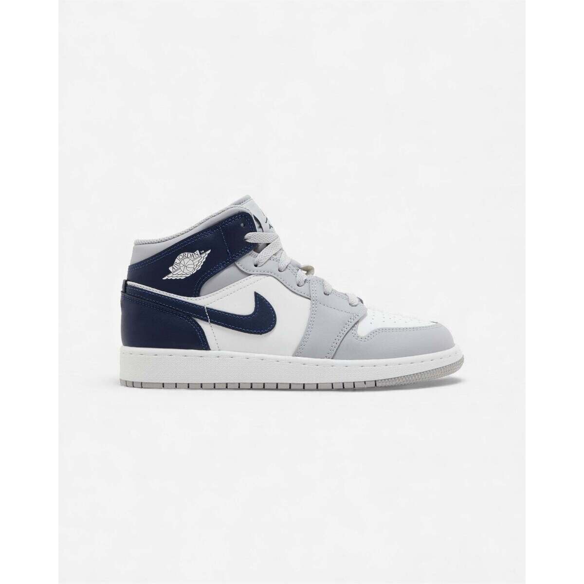 Nike  Jordan 1 Mid Wolf Grey Midnight Navy (GS)  Bílá