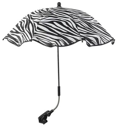 Nastavitelný deštník s UV ochranou a upevněním na kočárek - Vzor zebry