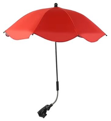 Nastavitelný deštník s UV ochranou a upevněním na kočárek - Červený