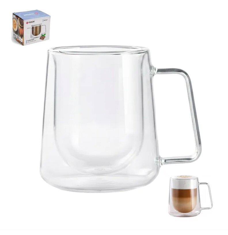 TRAGAR Hrnek sklo 300ml dvoustěnný ucho TRG-55