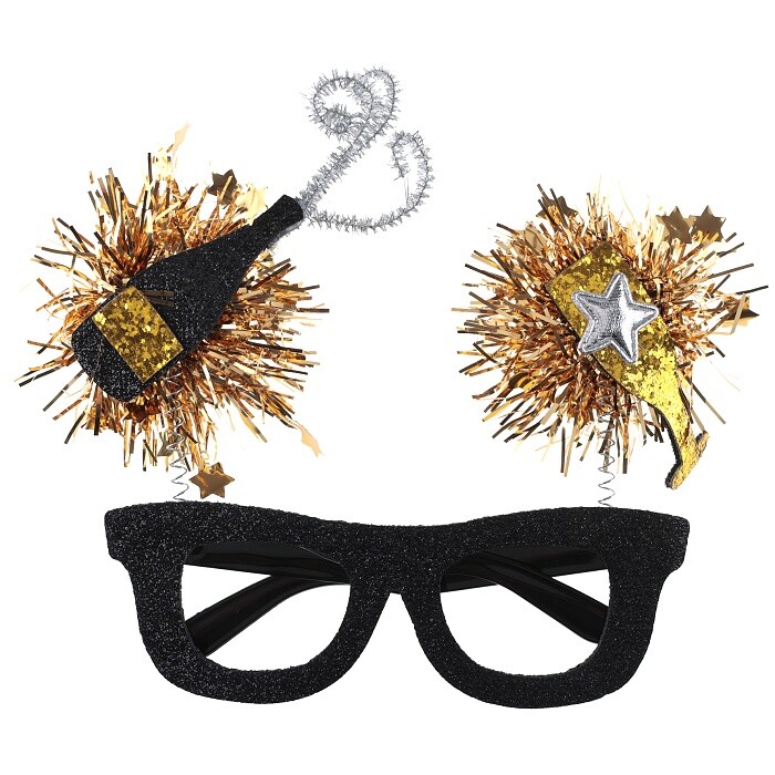 Brýle silvestrovské černé se šampaňským