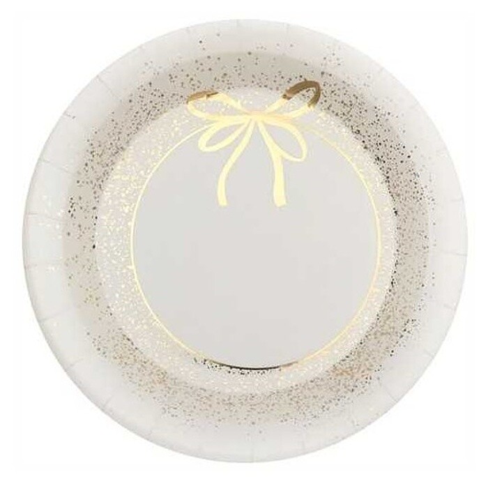 Talíře slonová kost se zlatou mašličkou 23cm 10 ks