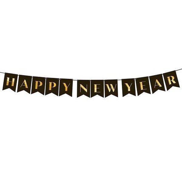 Banner HNY černo-zlatý 250cm