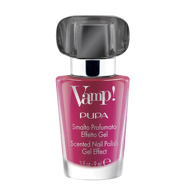 PUPA Milano Lak na nehty s vůní Vamp! Black Fragnance (Scented Nail Polish Gel Effect) 9 ml 302 Irreverent Fuchsia