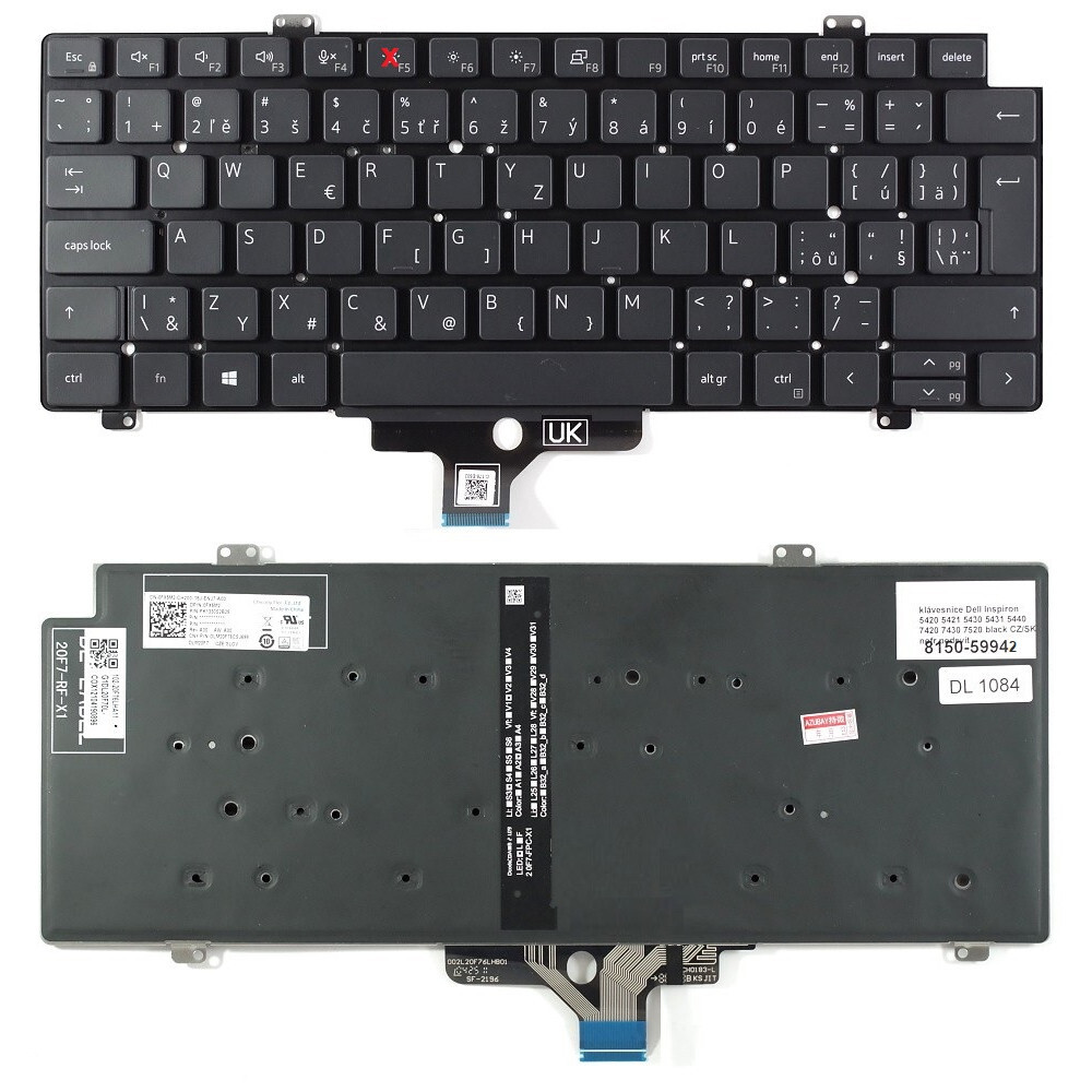 česká klávesnice Dell Latitude 5420 5421 5430 5431 5440 7420 7430 7520 7530 šedá CZ/SK bez podsvitu