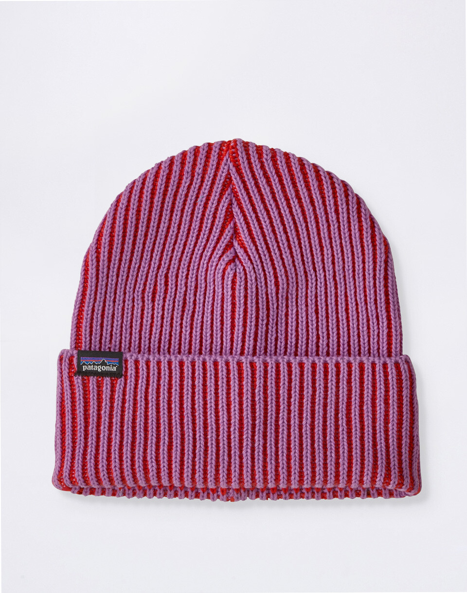 Patagonia Fishermans Rolled Beanie Contrast Stripe: Brisk Purple