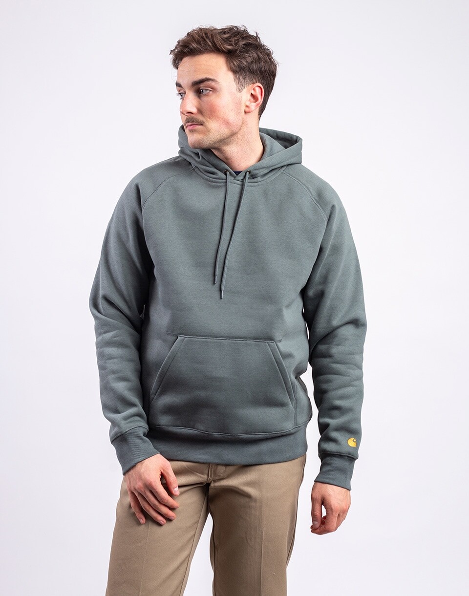 Carhartt WIP Hooded Chase Sweat Velvet Green/Gold M