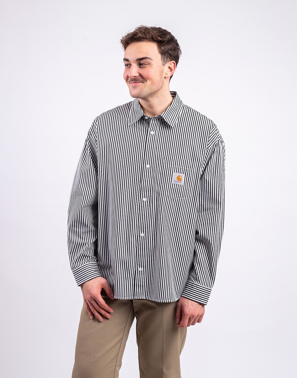 Carhartt WIP L/S Daldry Shirt Daldry Stripe, Black/Wax M