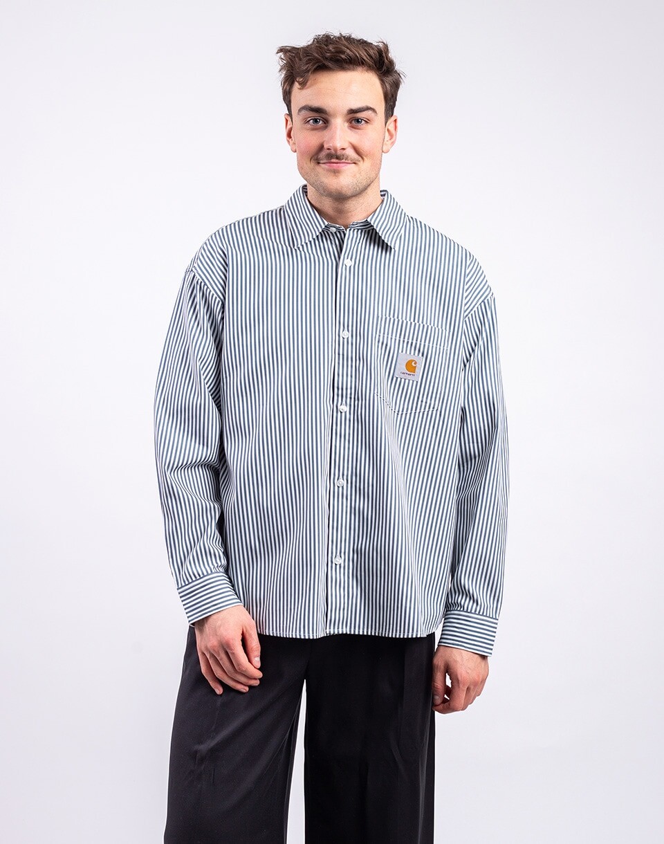 Carhartt WIP L/S Daldry Shirt Daldry Stripe, Office Blue M