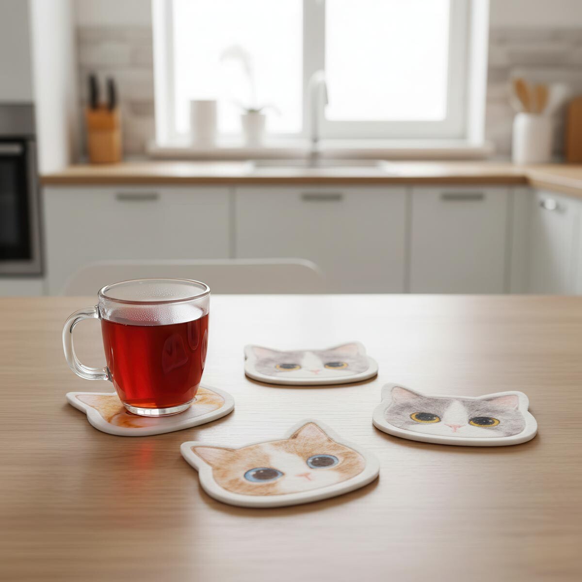 Filcové podtácky Kočky, sada 4 ks