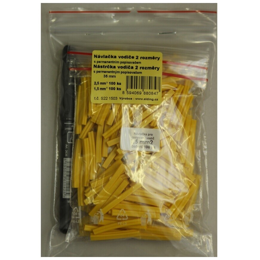 ELDING sada popisovacích bužírek/návleček na kabely o průměru 1,5-2,5mm2 MIX