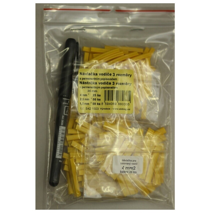 ELDING sada popisovacích bužírek/návleček na kabely o průměru 1,5-2,5-4mm2 MIX