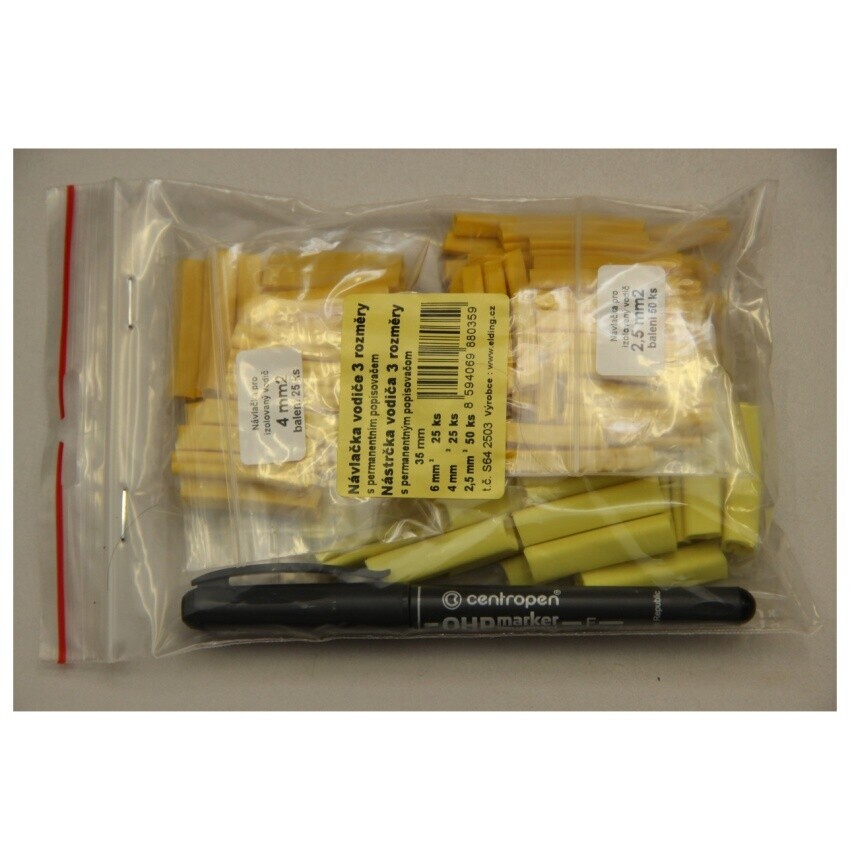 ELDING sada popisovacích bužírek/návleček na kabely o průměru 2,5-4-6mm2 MIX