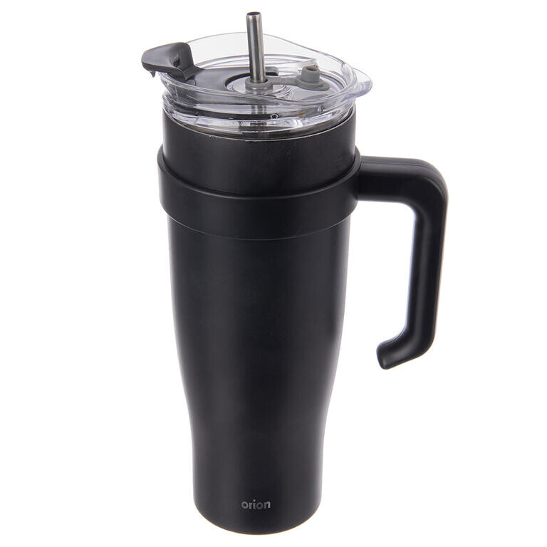 Nerezový termohrnek s brčkem TERMO 1,2 l, černý