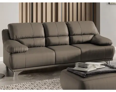 Trojmístná pohovka Maranello, hnědo-béžová kůže