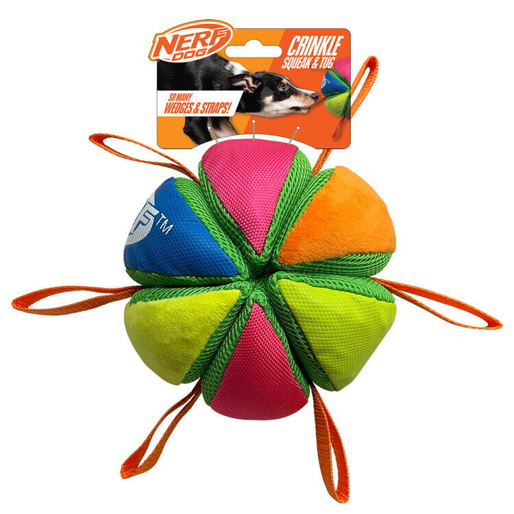 NERF DOG Hračka pro psy plyšový pískací a křupavý míček 15 cm
