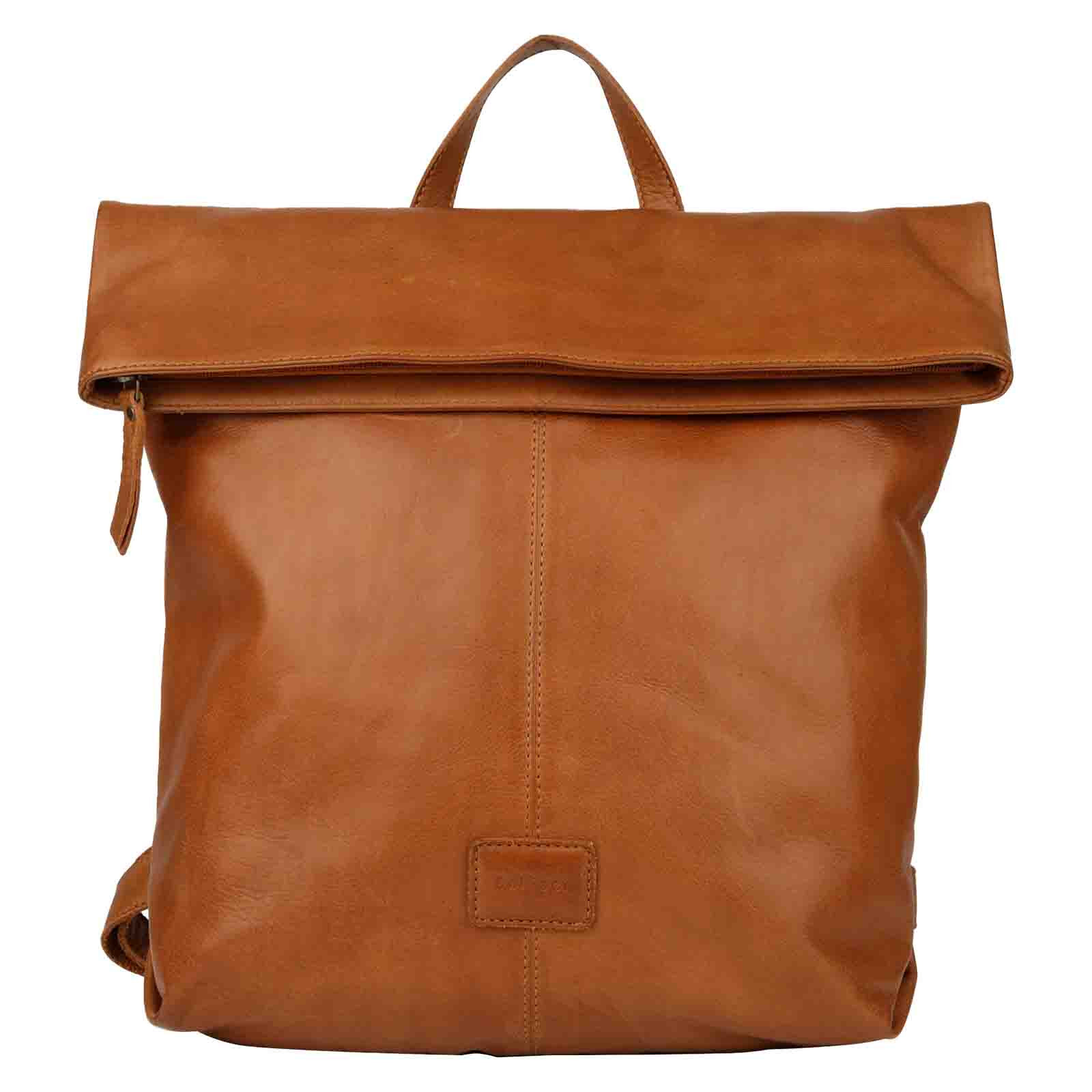 Rolovací dámský kožený batoh Bellicci Tamia - koňak